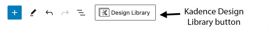 Kadence theme Design Library button
